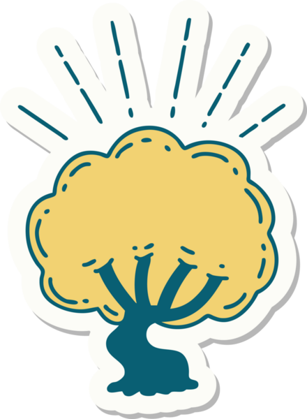 Bir insan tarafından çizilmiş dövme stili bir ağacın çıkartması.