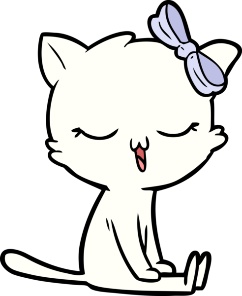 Bir insan tarafından çizilmiş kafasında yay olan çizgi film kedisi.