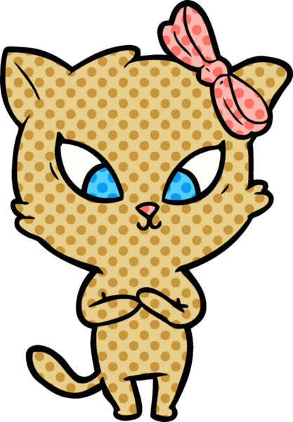 Bir insan tarafından çizilmiş çizgi film kedisi.