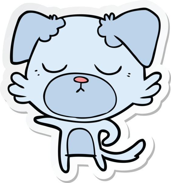 Bir insan tarafından çizilmiş şirin bir köpeğin çıkartması.