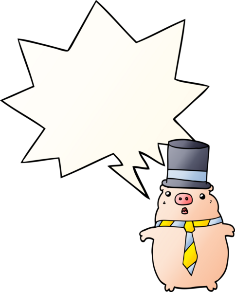 Bir insan tarafından çizilmiş konuşma baloncuklu çizgi film iş domuzu.