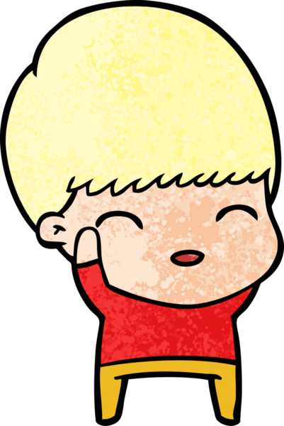 Bir insan tarafından çizilmiş mutlu çizgi film çocuğu.