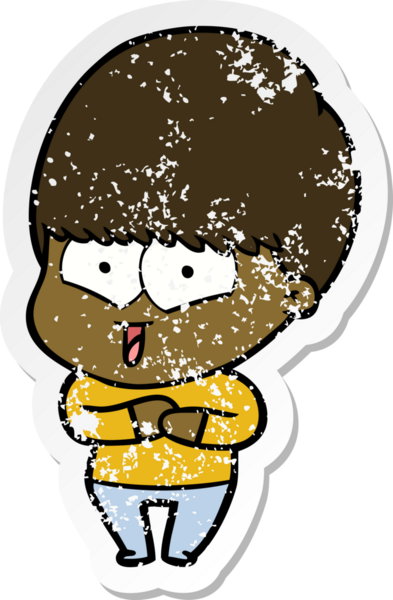 Bir insan tarafından çizilmiş mutlu bir çocuğun sıkıntılı çıkartması.