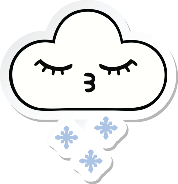Bir insan tarafından çizilmiş şirin bir kar bulutunun çıkartması.