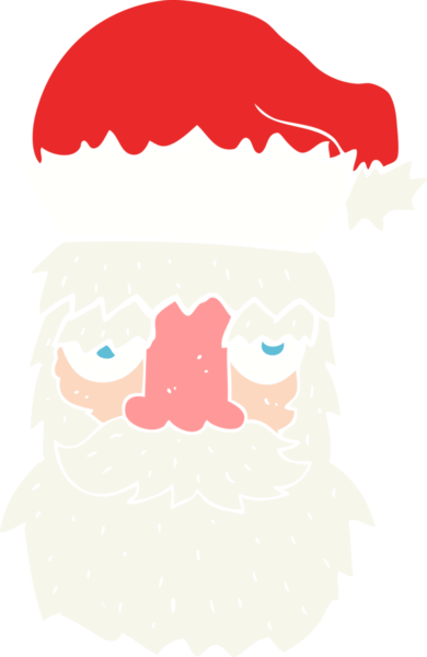 Bir insan tarafından çizilmiş yorgun Noel Baba yüzünün düz renk çizimi