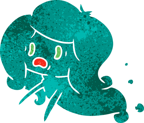 Bir insan tarafından çizilmiş kawaii korkunç hayaletinin serbest çizimi.