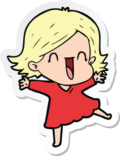 Bir insan tarafından çizilmiş gülen bir karikatür çıkartması.