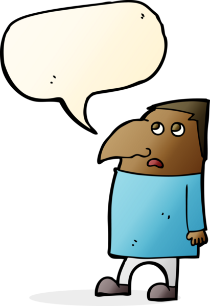 Bir insan tarafından çizilmiş, konuşma balonu olan endişeli bir adam.