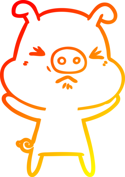 Bir insan tarafından çizilmiş kızgın bir domuzun sıcak çizgi çizimi