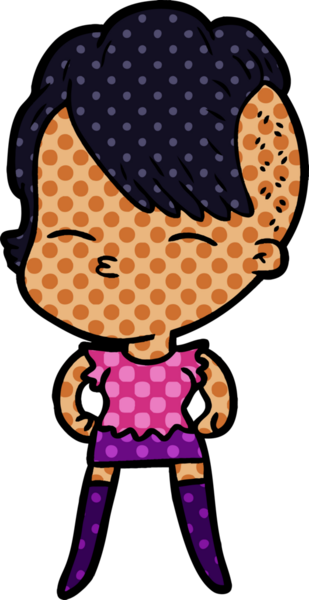 Bir insan tarafından çizilmiş şaşı çizgi film kızı.