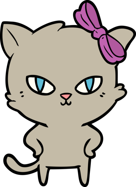 Bir insan tarafından çizilmiş sevimli çizgi film kedisi.