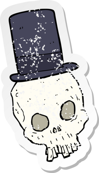 Bir insan tarafından çizilmiş silindir şapkalı bir kafatası çıkartması.