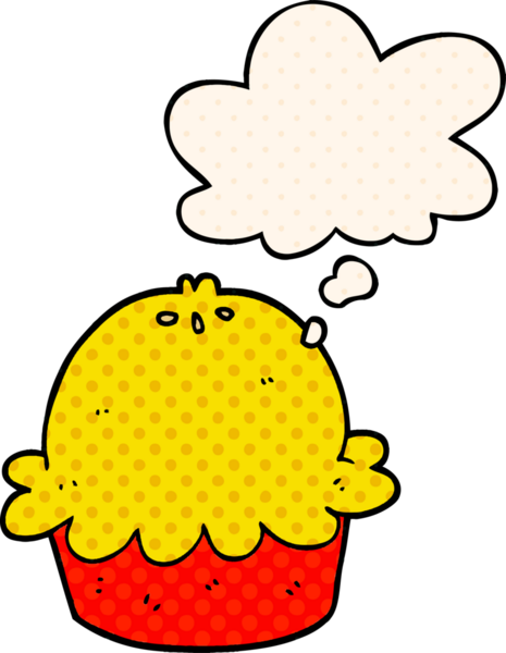 Bir insan tarafından çizilmiş, düşünce baloncuklu çizgi film pastası.