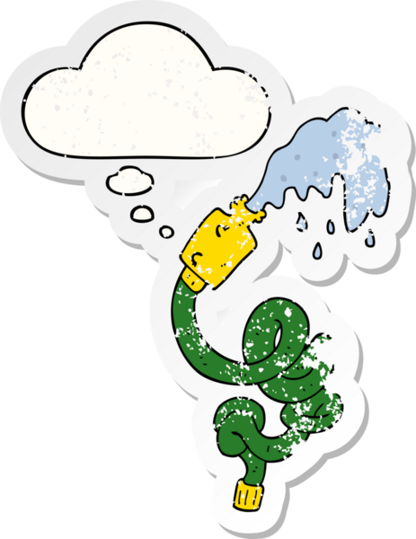 Düşünce baloncuklu çizgi film hortumları insan tarafından çizilmiş yıpranmış bir çıkartma gibi.