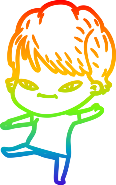 gökkuşağı gradyan çizimi bir insan tarafından çizilmiş mutlu bir kadın çizgi