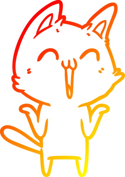 Bir insan tarafından çizilmiş mutlu çizgi film kedisinin sıcak çizgi çizgisi.