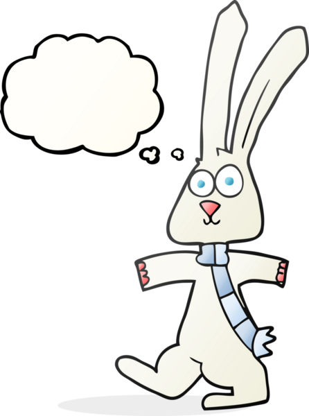 Bir insan tarafından çizilmiş serbest çizim baloncuklu tavşan.