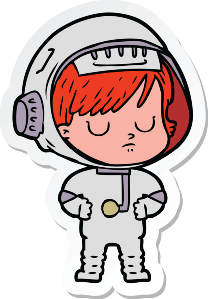 Bir insan tarafından çizilmiş astronot bir kadının çıkartması.