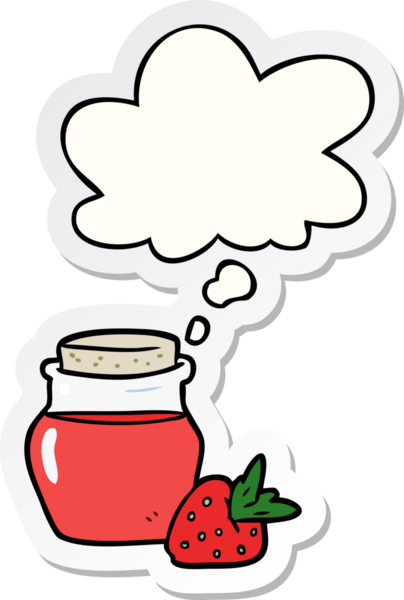 Düşünce baloncuklu reçel kavanozu insan tarafından çizilmiş bir çıkartma.