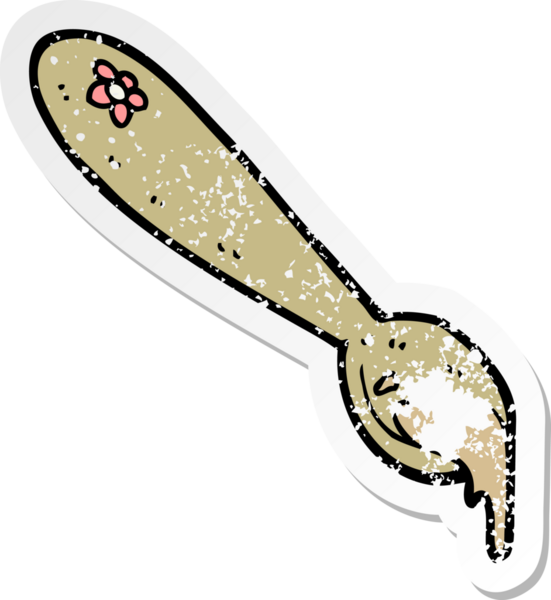 Bir insan tarafından çizilmiş lapa kaşığının gerilmiş yapıştırması.