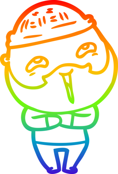 Bir insan tarafından çizilmiş mutlu sakallı bir adamın çizgi çizimi.