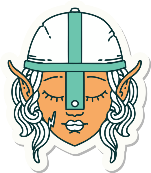 Bir insan tarafından çizilmiş elf karakterinin çıkartması.