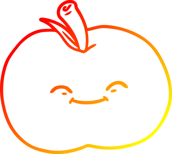 Bir insan tarafından çizilen elma çizgi romanının sıcak gradyan çizimi