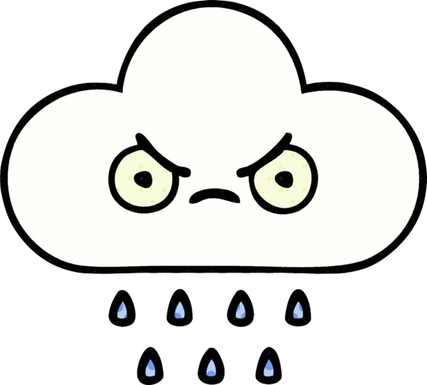 Bir insan tarafından çizilmiş bir yağmur bulutu çizgi filmi.