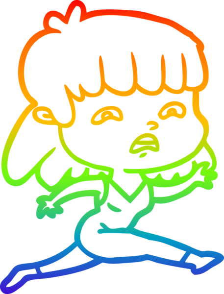 Gökkuşağı gradyan çizimi Bir insan tarafından çizilmiş endişeli bir çizgi kadın