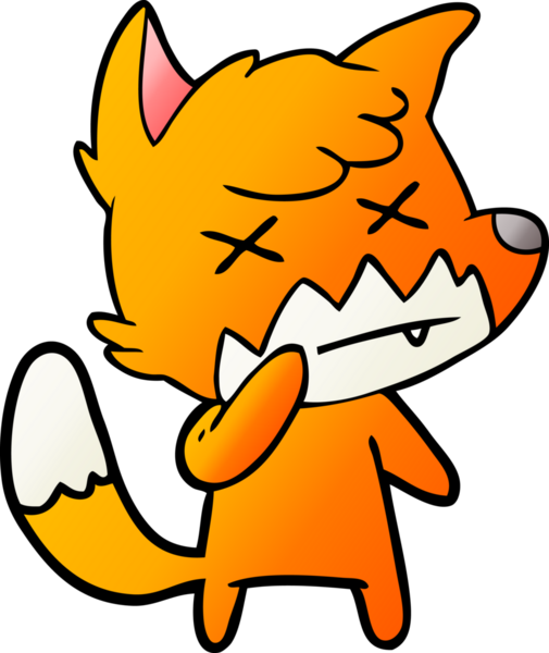 Bir insan tarafından çizilmiş şaşı tilki.