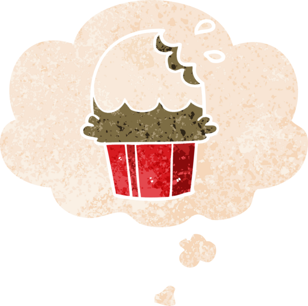 Düşünce baloncuklu çizgi film keki grunge sıkıntılı retro desenli bir insan tarafından çizilmiş