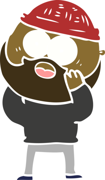 Düz renkli çizgi film sakallı adam bir insan tarafından çizilmiş.