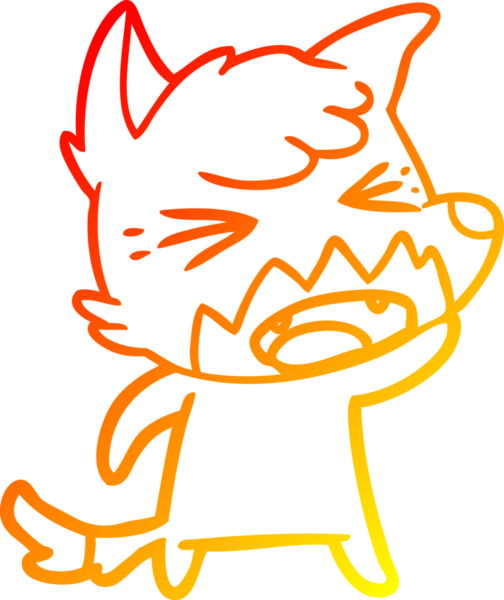 Bir insan tarafından çizilmiş kızgın bir tilkinin sıcak çizgi çizimi