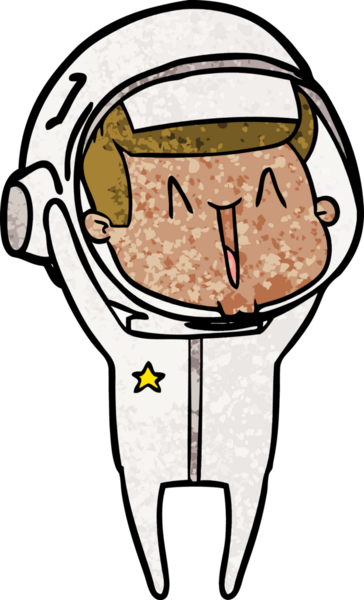 Bir insan tarafından çizilmiş mutlu astronot çizgi filmi.