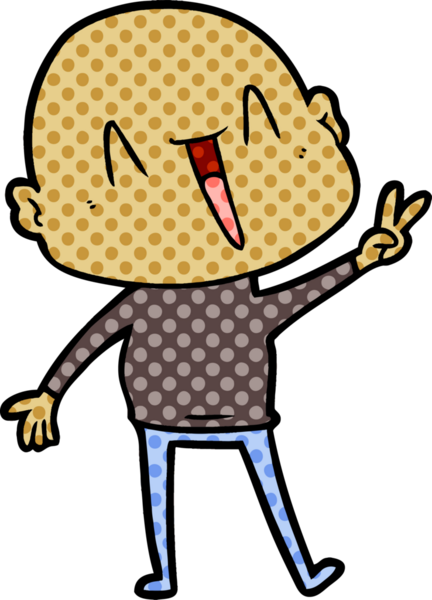 Bir insan tarafından çizilmiş mutlu, kel adam.