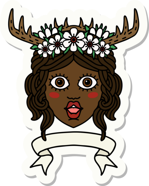 İnsan Druid karakterinin bir insan tarafından çizilmiş pankartı.