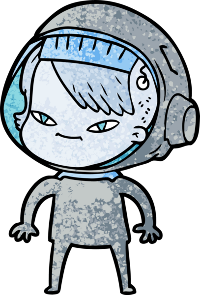 Bir insan tarafından çizilmiş astronot kadın.