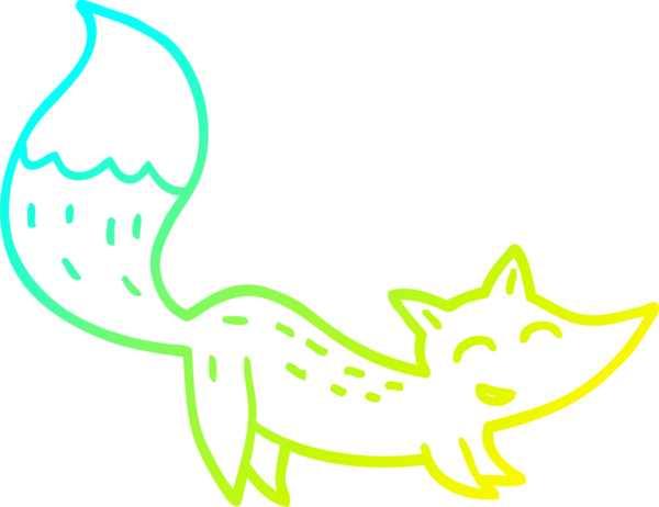 Bir insan tarafından çizilmiş mutlu tilki çizgi filmi.