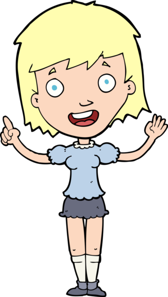 Bir insan tarafından çizilmiş çizgi film kadını.