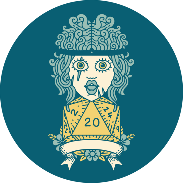 Retro Dövme Tarzı İnsan Barbarlığı Bir insan tarafından çizilmiş 20 zar ile