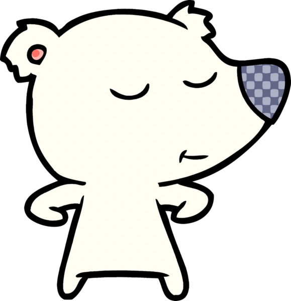 Bir insan tarafından çizilmiş mutlu kutup ayısı çizgi filmi.