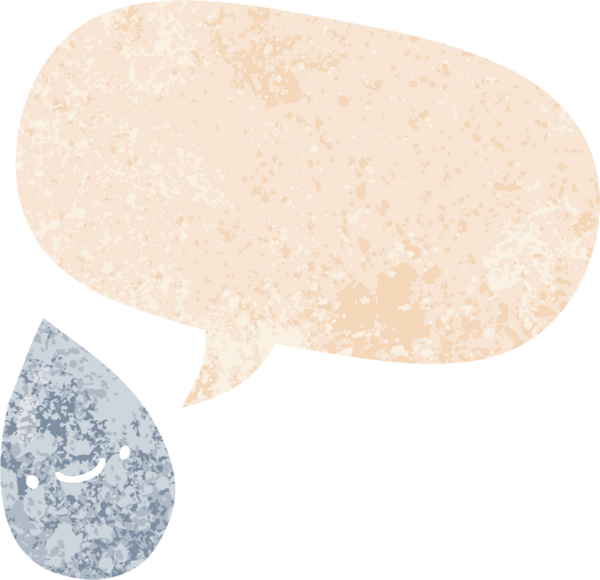 bir insan tarafından çizilmiş grunge sıkıntılı retro desenli konuşma baloncuklu çizgi film yağmur damlası