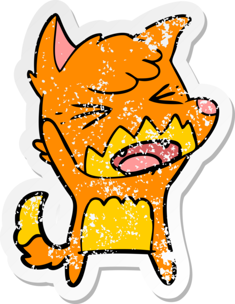 Bir insan tarafından çizilmiş kızgın bir tilkinin sıkıntılı çıkartması.