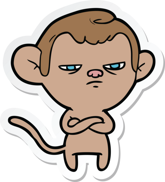 Bir insan tarafından çizilmiş çizgi film maymununun çıkartması.