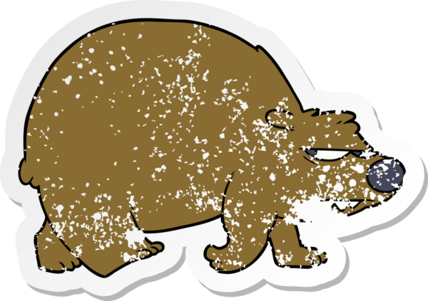 Bir insan tarafından çizilmiş kızgın bir ayının sıkıntılı çıkartması.