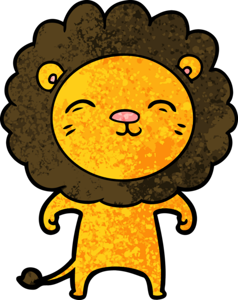 Bir insan tarafından çizilmiş çizgi film aslanı.