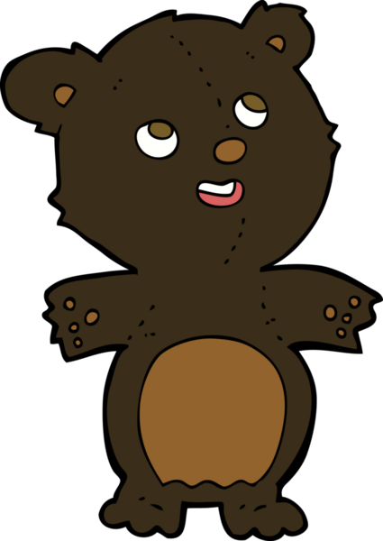 Bir insan tarafından çizilmiş mutlu küçük siyah ayı.