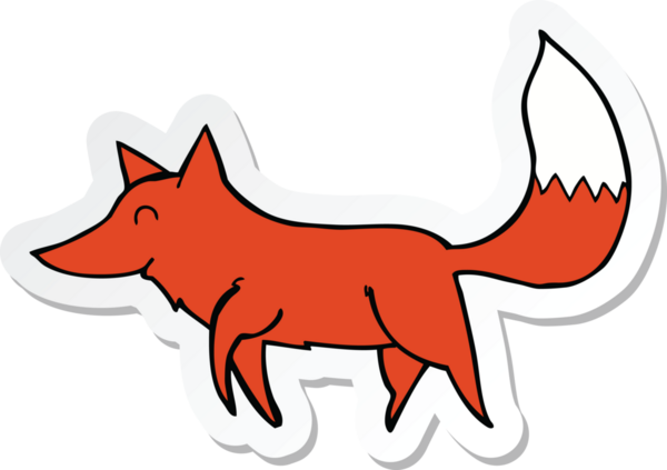 Bir insan tarafından çizilmiş bir kurt çizgi filminin çıkartması.