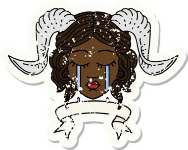 Retro Dövme Biçimi ağlama Bir insan tarafından çizilmiş parşömen pankartı ile kiremitlendirme