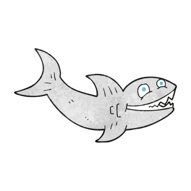 Bir insan tarafından çizilmiş el yapımı karikatür köpekbalığı.